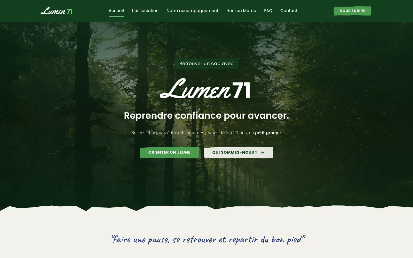 Site de Lumen 71 : « Reprendre confiance pour avancer. »