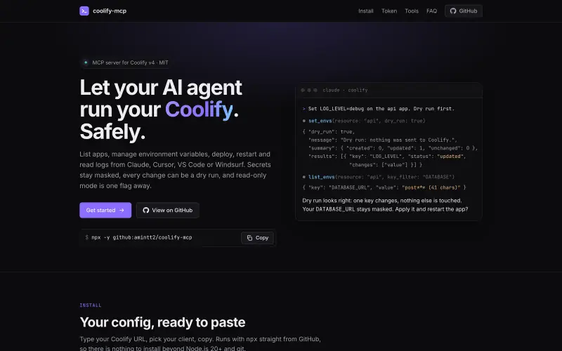 Site de coolify-mcp