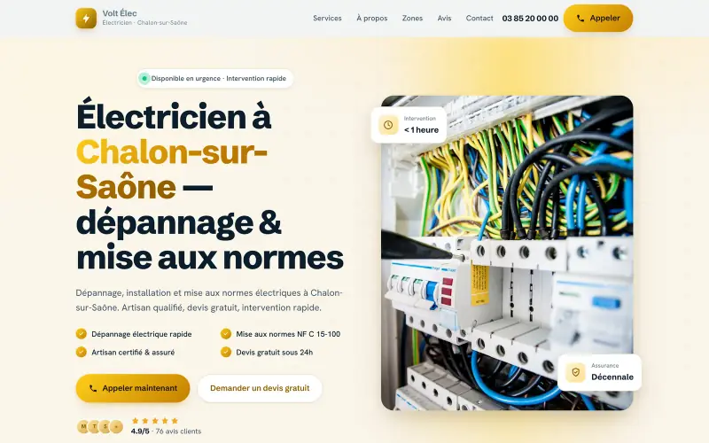 Modèle de site pour électricien du réseau MCIUT